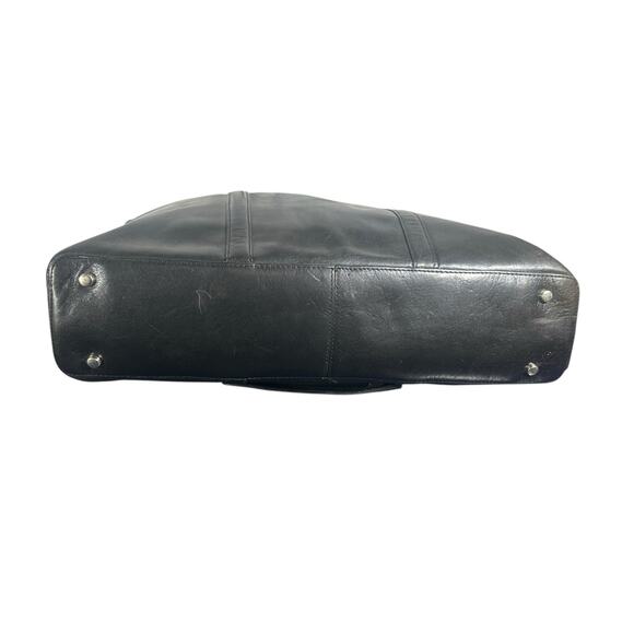 Hobo International Black Leather Briefcase Laptop Bag Shoulder Strap Vintage - Picture 16 of 16